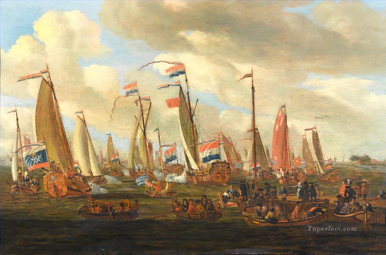 battleships and junks Oil Paintings